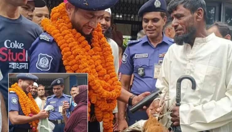 ওসি চলে যাচ্ছেন, ঘরের হাঁস-লাউ-ফল নিয়ে বিদায় জানালেন মানুষ