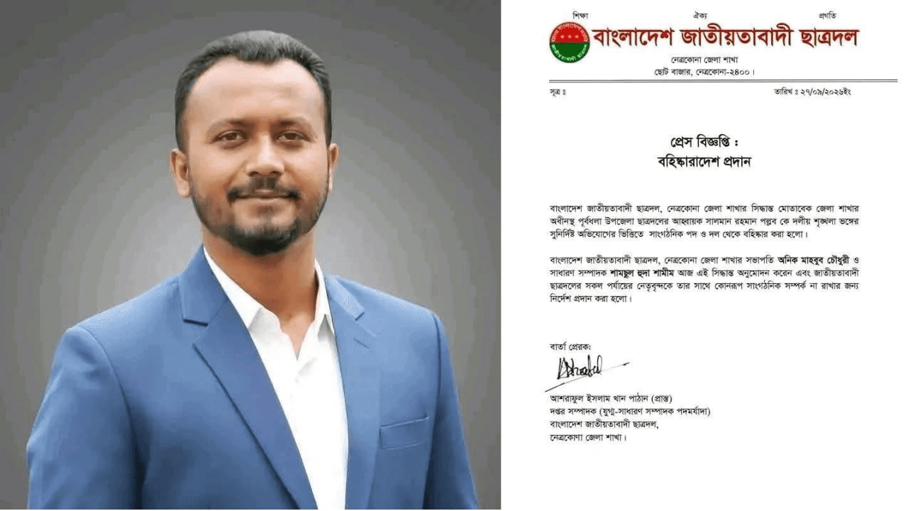 সাংবাদিক পরিচয়ে গাড়ি থামিয়ে চাঁদা দাবির অভিযোগে মামলা, ছাত্রদল নেতা বহিষ্কার