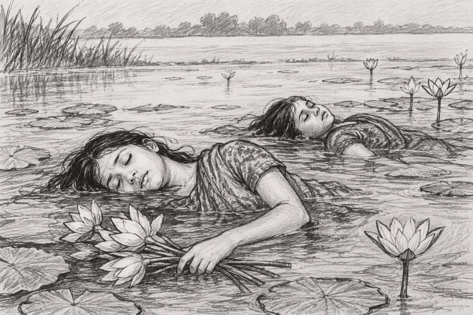 শাপলা তুলতে গিয়ে দুই চাচাতো বোনের মৃত্যু।
