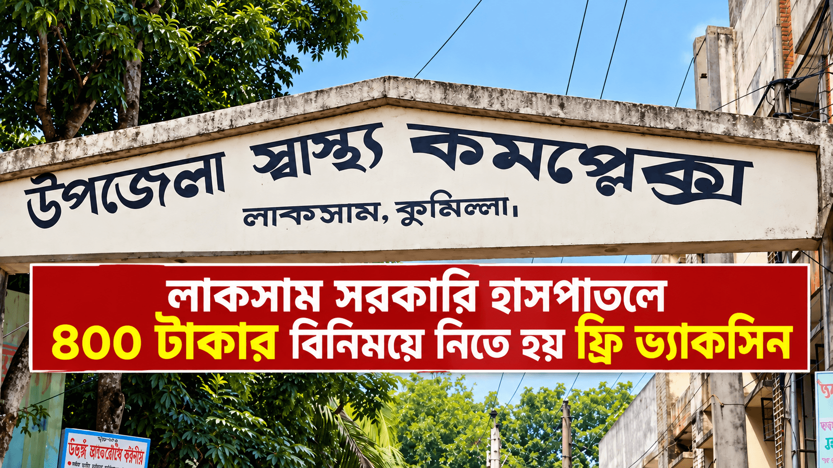 লাকসাম সরকারি হাসপাতালে ৪০০ টাকার বিনিময়ে নিতে হয় ফ্রি ভ্যাকসিন।